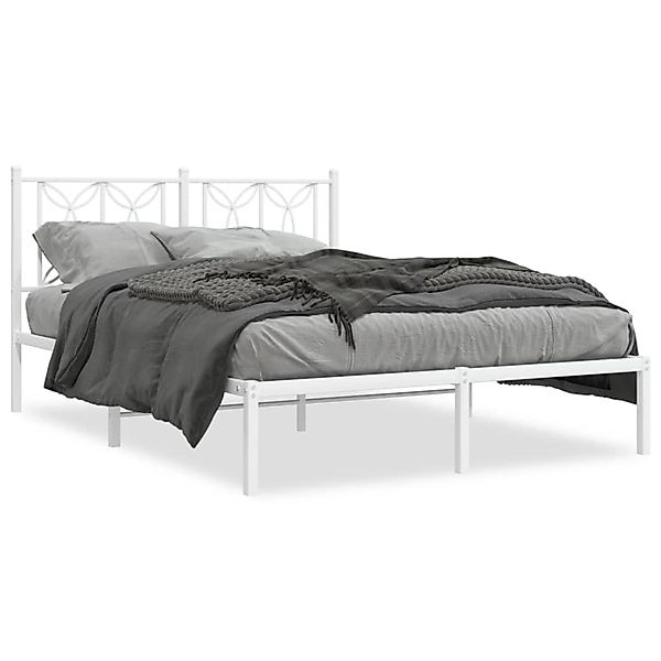 vidaXL Bettgestell mit Kopfteil Metall Weiß 135x190 cm 376176 günstig online kaufen