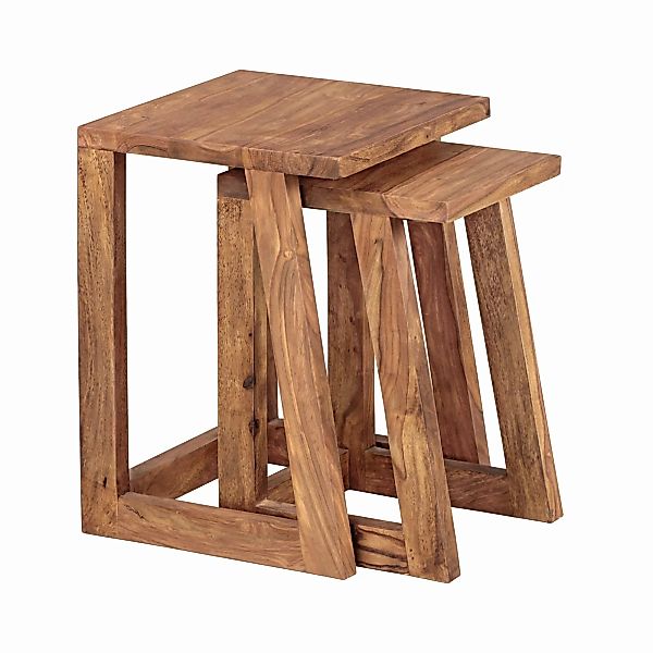 2er Set MUMBAI Beistelltisch Massivholz Sheesham Design Wohnzimmer-Tisch ec günstig online kaufen