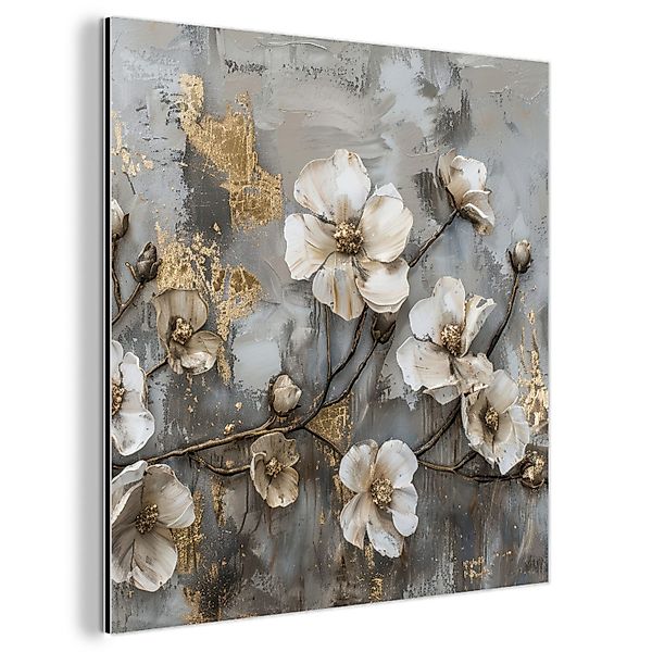 MuchoWow Metallbild Blumen - Weiß - günstig online kaufen