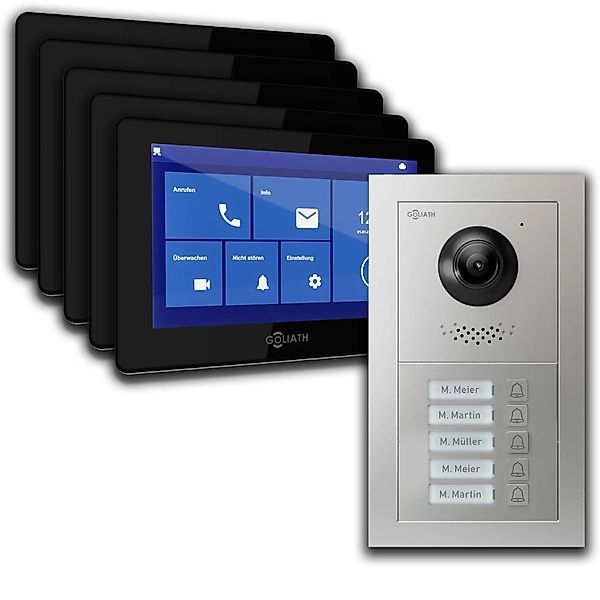 Goliath Basic Line 5-Familienhaus Video Türsprechanlage Monitor Schwarz - S günstig online kaufen