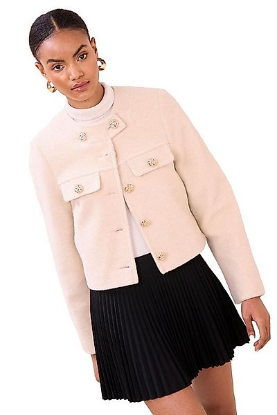 LIPSY Kurzjacke Lipsy kragenlose Jacke im gebürsteten Woll-Look (1-St) günstig online kaufen