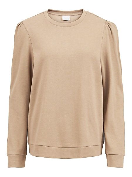 VILA Rundhalsausschnitt Basic Sweatshirt Damen Beige günstig online kaufen
