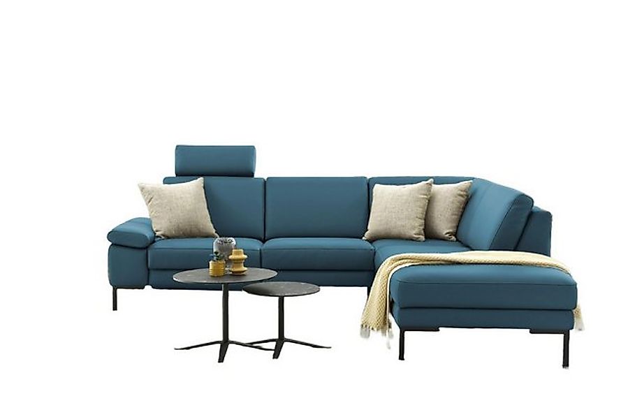 Natur24 Sofa Massimo Sofa Ecksofa 252x218 cm in Leder Türkis günstig online kaufen