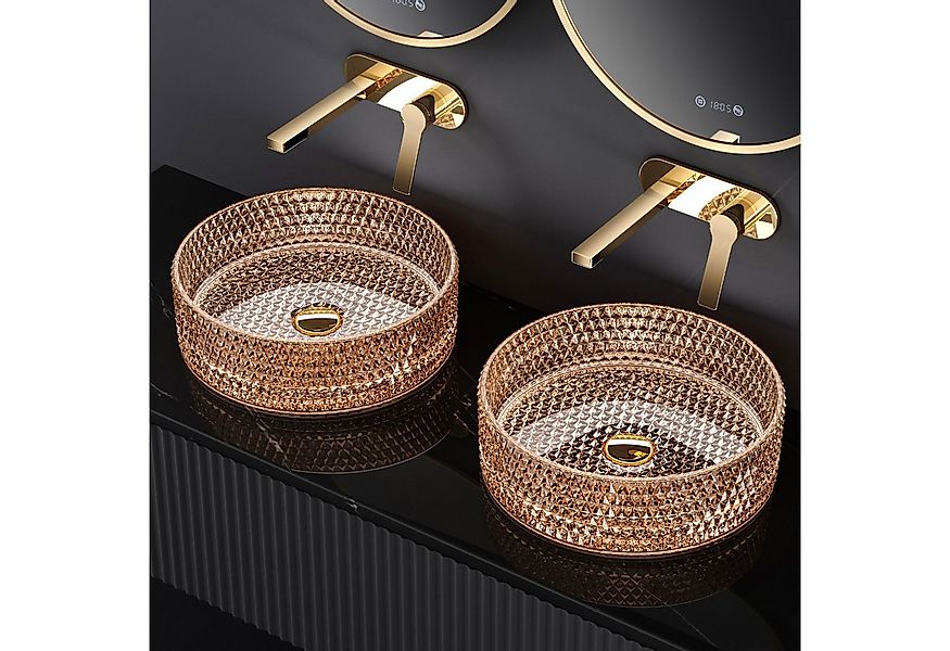 EMKE Aufsatzwaschbecken Ovales Aufsatzwaschbecken gehärtetes Glas transpare günstig online kaufen