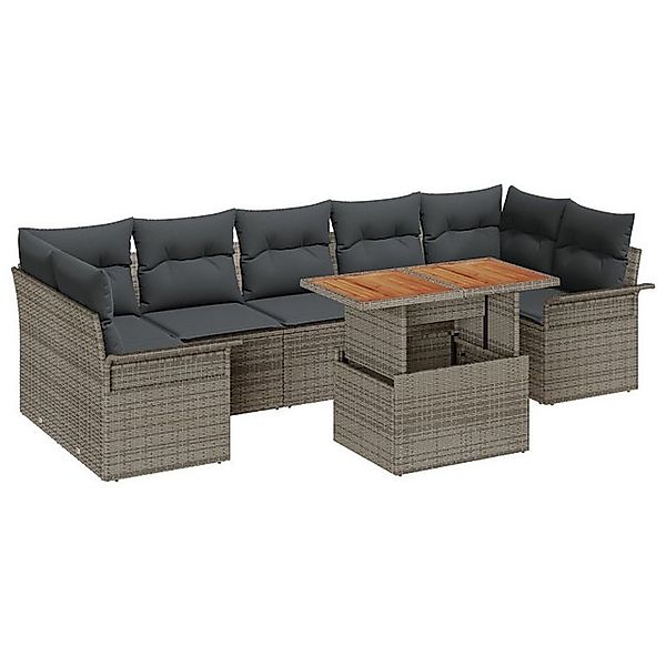 vidaXL Loungesofa 8-teiliges Garten Sofa Set mit Kissen Grau Poly Rattan, 8 günstig online kaufen