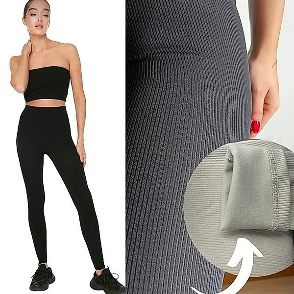 fashionshowcase Leggings Gerippte Leggings mit Fleecefutter High-Waist Flee günstig online kaufen