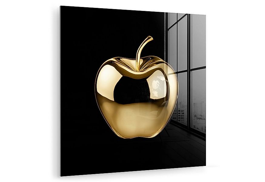 MuchoWow Acrylglasbild Apfel - Gold - Chrom - Schwarz, Inkl. Aufhängung, Bi günstig online kaufen