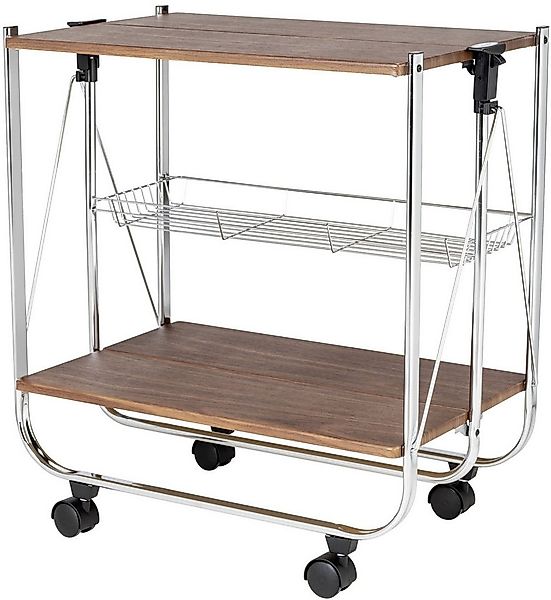 WENKO Servierwagen Modell Dinett Deluxe, Küchenwagen mit 2 Ablagen und Korb günstig online kaufen