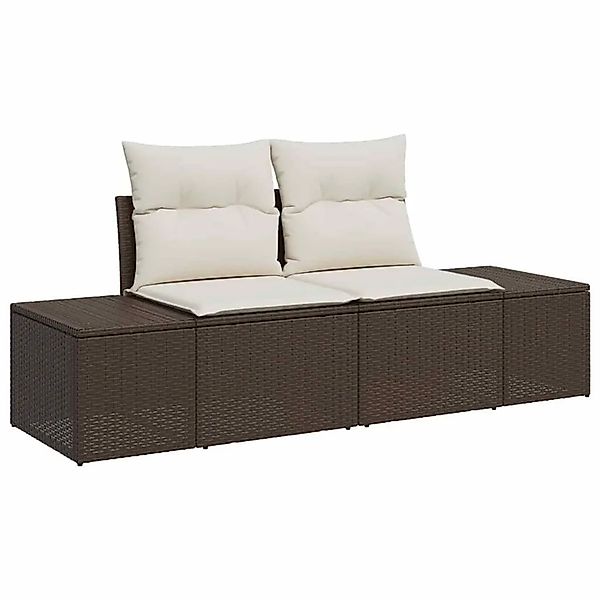 vidaXL Gartensofa mit Kissen Braun 184 x 62 x 69 cm Poly-Rattan 42006793 günstig online kaufen