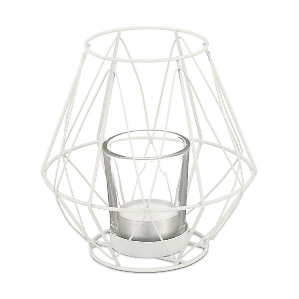 relaxdays Teelichthalter Geometrischer Teelichthalter, Weiß günstig online kaufen
