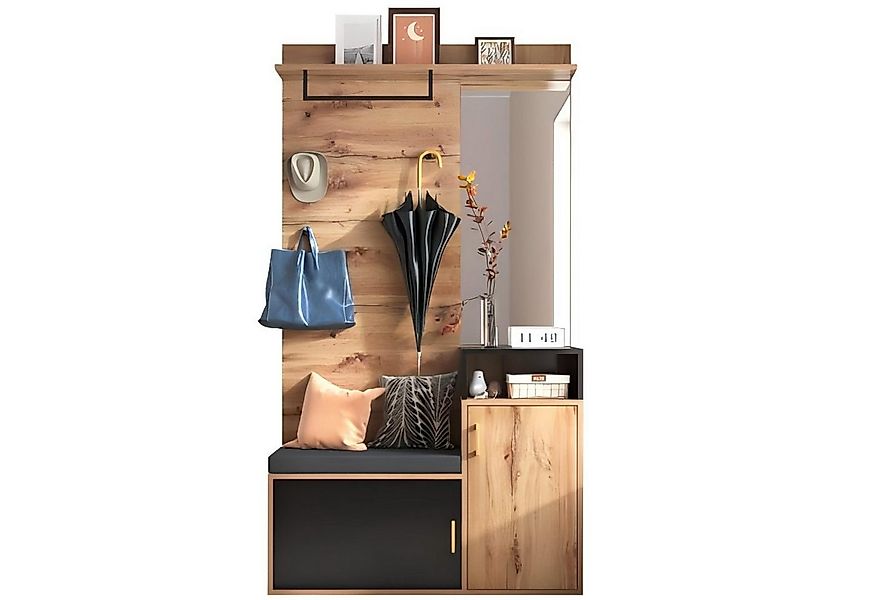 Odikalo Garderoben-Set 4 Kleiderhaken Spiegel Schuhschrank Wandgarderobe Ab günstig online kaufen