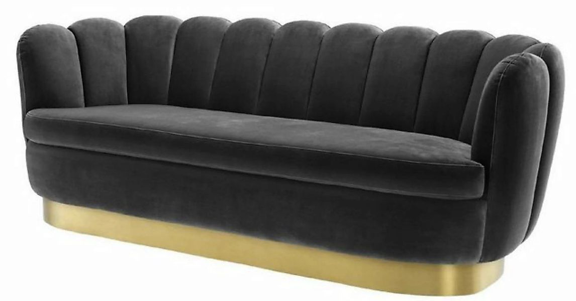 Casa Padrino Sofa Luxus Samt Sofa Dunkelgrau / Messingfarben 225 x 90 x H. günstig online kaufen