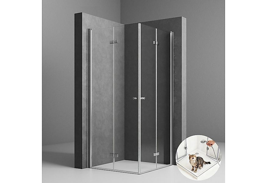 Boromal Eckdusche Duschkabine Eckeinstieg Falttür 185/195H Duschabtrennung günstig online kaufen