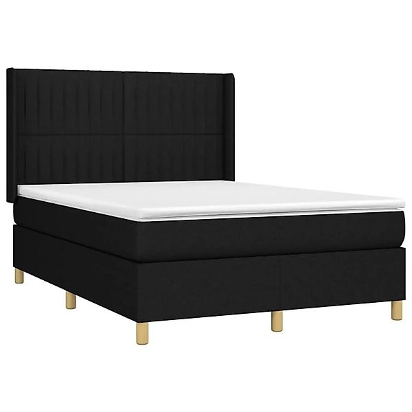 vidaXL Boxspringbett mit Matratze & LED Schwarz 140x200 cm Stoff 3139039 günstig online kaufen