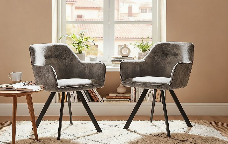 B&D home 4-Fußstuhl CYRUS (mit Armlehnen, 2 St), gepolstert, mit Armlehnen günstig online kaufen