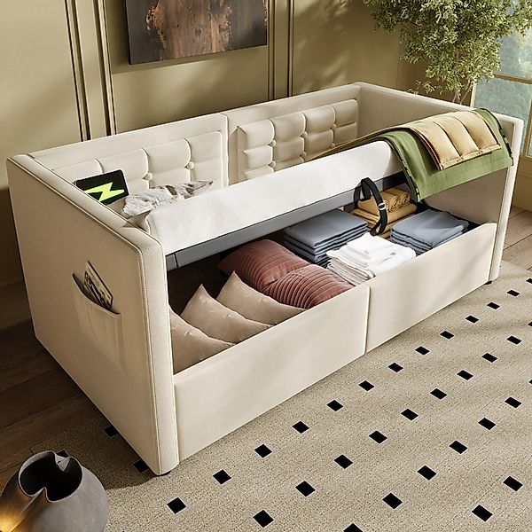 STILVORA Schlafsofa mit Bettkasten,Polsterbett 90x200 mit günstig online kaufen