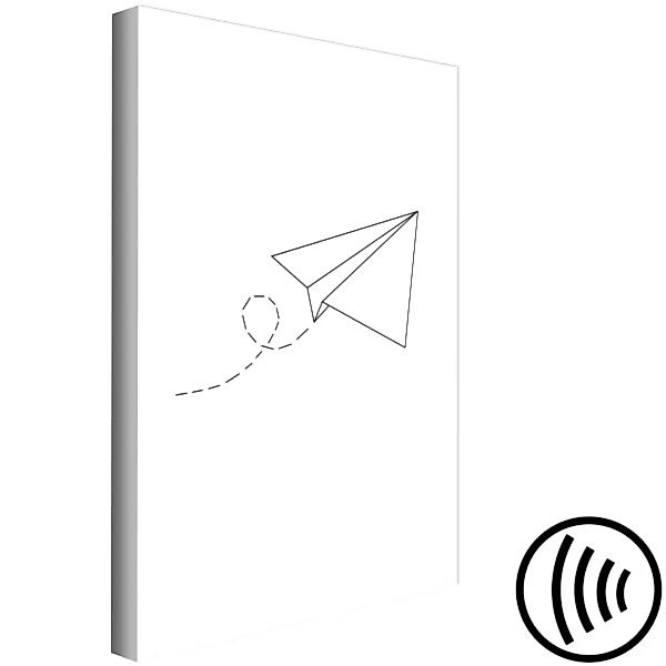 Bild auf Leinwand Konturen eines Papierflugzeugs - schwarz-weiße Abstraktio günstig online kaufen