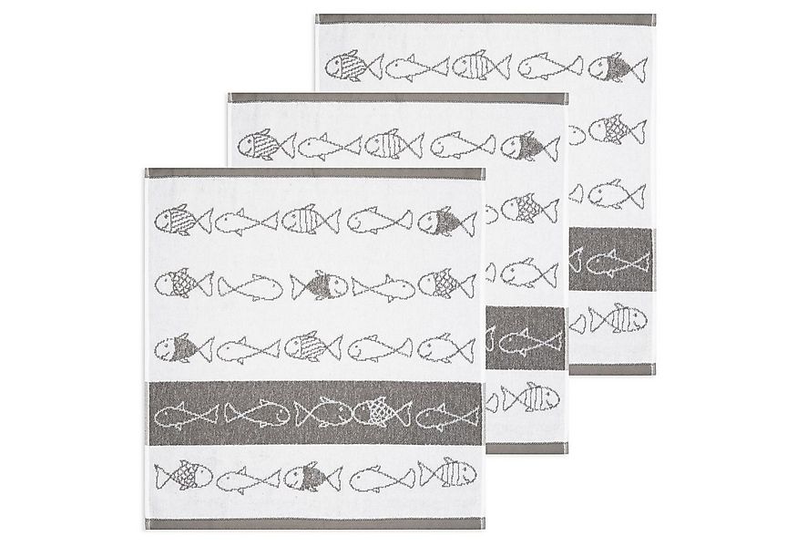 Kracht Geschirrtuch Kiss Fish, (Set, 3-tlg., 3-teilig), 3er Pack Frottee Kü günstig online kaufen