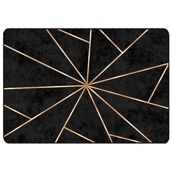 vidaXL Teppich Waschbar Schwarz Und Golden 160x230 Cm Rutschfest 1928091 günstig online kaufen