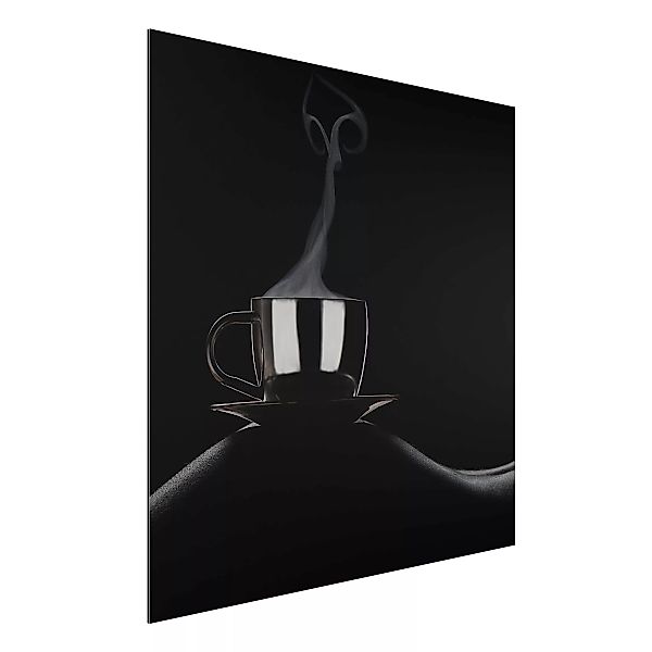 Alu-Dibond Bild Schwarz-Weiß - Quadrat Coffee in Bed günstig online kaufen