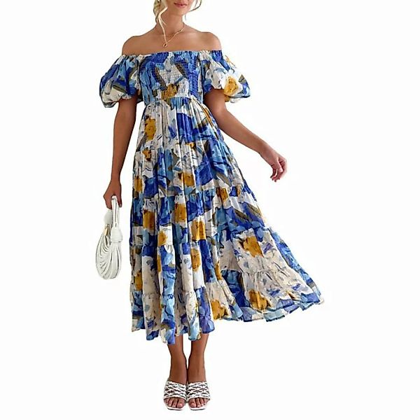 RUZU UG Dirndl Quadratisches Kleid mit Laternenärmel und hohem Bund günstig online kaufen