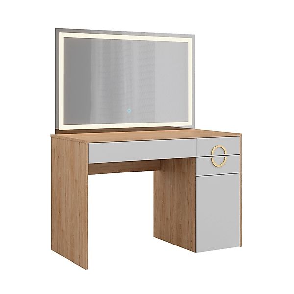 Vicco Schminktisch Adela, Weiß/Natural Rockford Hickory, mit LED-Spiegel günstig online kaufen