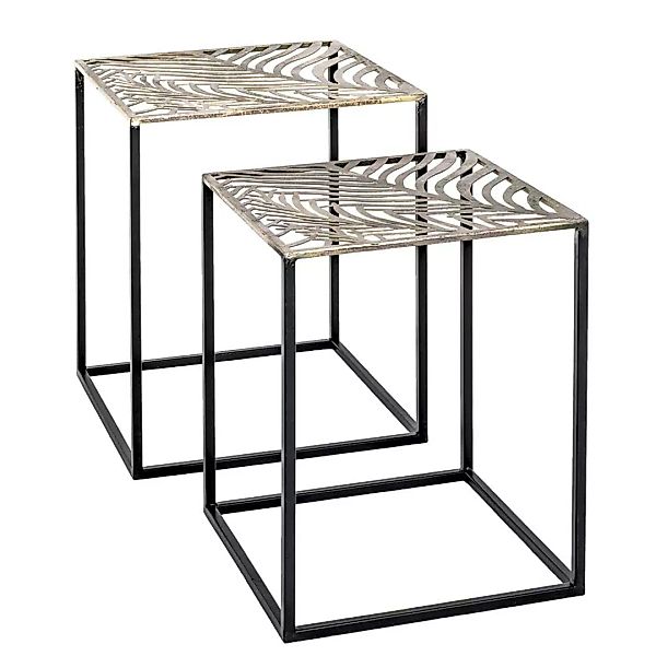 Zweisatz Tisch in Bronzefarben und Schwarz Bügelgestellen (zweiteilig) günstig online kaufen