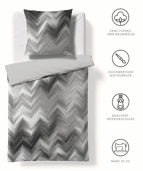 fleuresse Wendebettwäsche "Valencia" 3 Stk. tlg. kuschelweicher Flanell mit günstig online kaufen