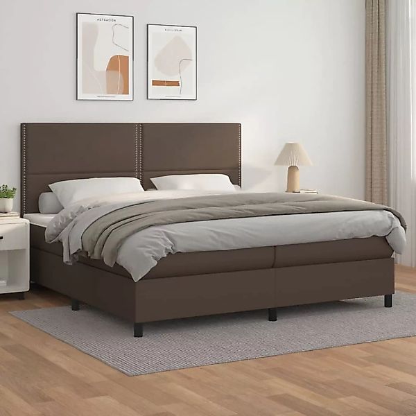 Vidaxl Boxspringbett Mit Matratze Braun 200x200 Cm Kunstleder günstig online kaufen