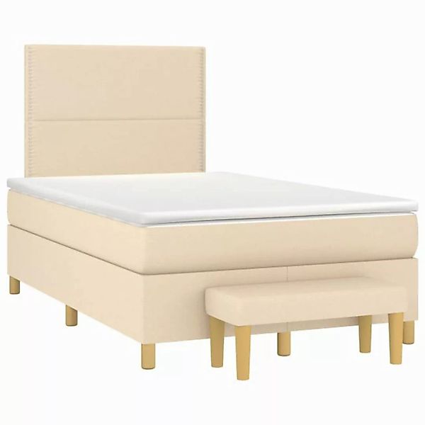 vidaXL Bett Boxspringbett mit Matratze Creme 120x190 cm Stoff günstig online kaufen