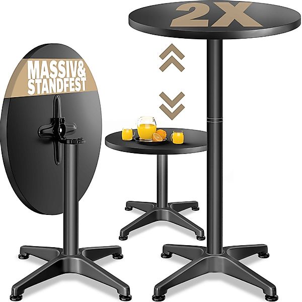 Stehtisch 2er-Set Schwarz Alu Ø60cm klappbar, höhenverstellbar günstig online kaufen