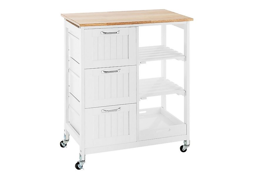 COSTWAY Küchenwagen, mit Tablett, 3 Schubladen, rollbar, 67x37x82,5cm günstig online kaufen