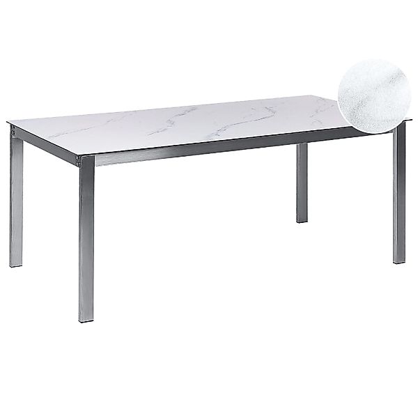 Beliani Gartentisch COSOLETO Weißer Marmor 180x90x75 günstig online kaufen