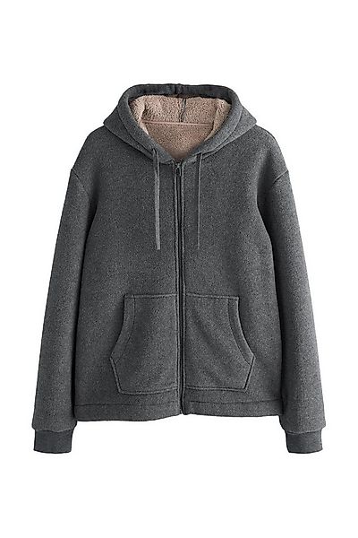 Next Kapuzenpullover Angerautes Hoodie aus Borg-Fleece (1-tlg) günstig online kaufen