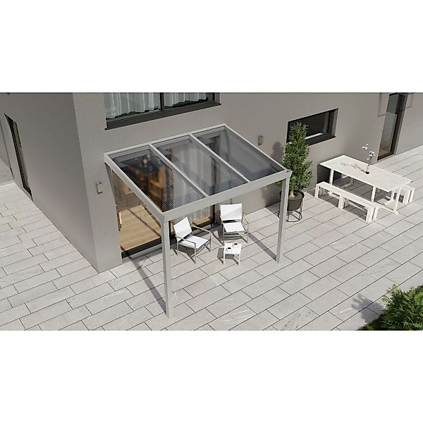Terrassenüberdachung Professional 300 cm x 200 cm Grau Struktur PC Klar günstig online kaufen