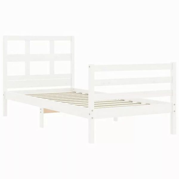 vidaXL Bett Massivholzbett mit Kopfteil Weiß 90x200 cm günstig online kaufen