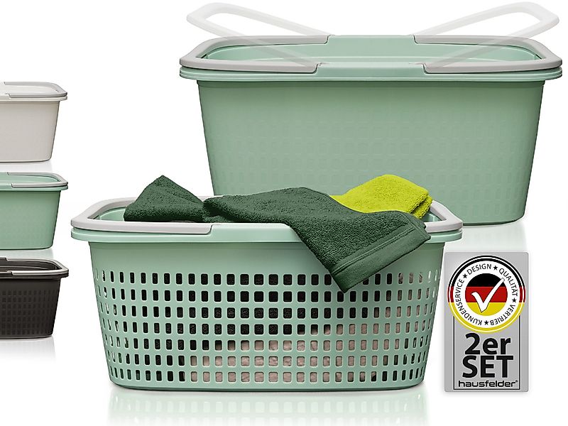 Hausfelder Wäschekorb Wäschewanne 58x37x25cm (Jadegrün, 1 günstig online kaufen