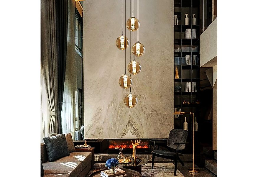 ZMH Pendelleuchte LED Höhenverstellbar Kronleuchter Glas Wohnzimmerlampe, L günstig online kaufen