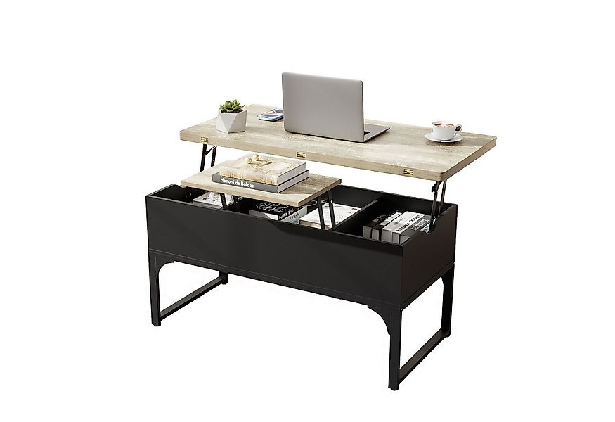 TWSOUL Couchtisch Couchtisch, höhenverstellbar, Mit Stauraum, 100 cm * 50 c günstig online kaufen