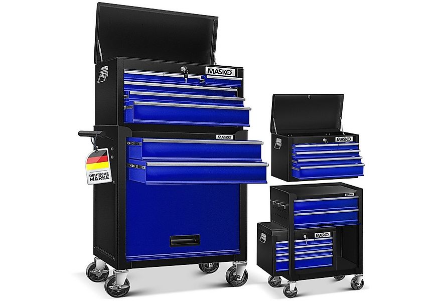 MASKO Werkstattwagen, blau, Werkzeugwagen inklusive Koffer 9 Fächer Abschli günstig online kaufen