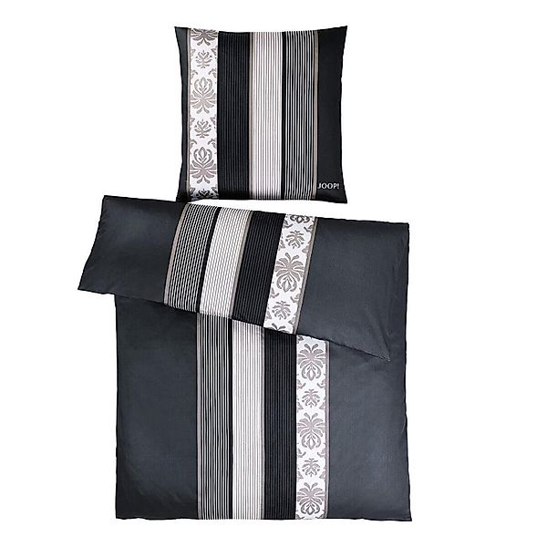JOOP! Comfort Satin Bettwäsche Ornament Stripes 4022/9 schwarz 135x200 günstig online kaufen