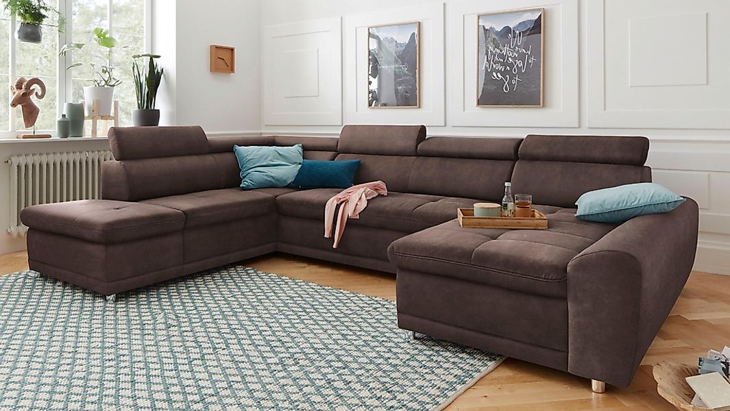 sit&more Wohnlandschaft "Riva U-Form" wahlweise mit Bettfunktion günstig online kaufen