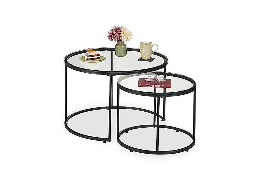 relaxdays Satztisch 2er Set Glas & Metall günstig online kaufen