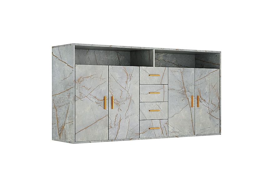 HOMAVO Sideboard BG1-L mit 4 Schubladen, 2 Türen & offenen Fächern – 160 cm günstig online kaufen
