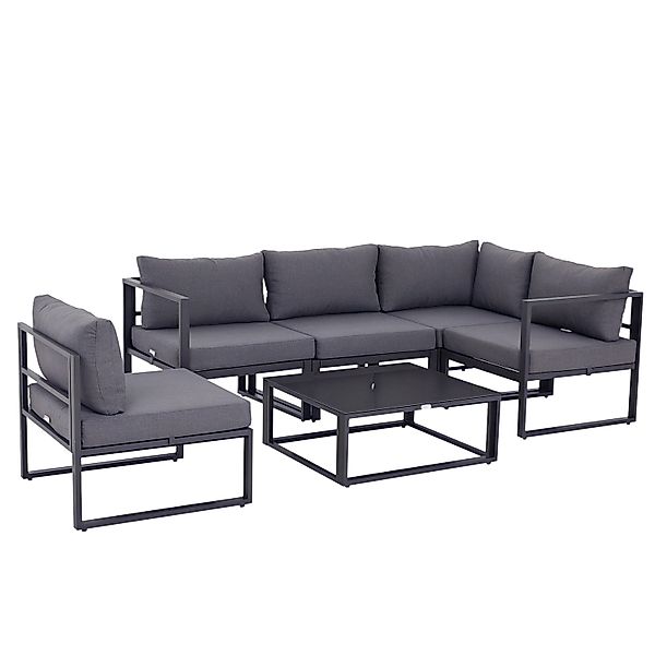 Outsunny Garten Sofa Set Aluminium Polyester Hartglas Grau B69 x T65 x H63 günstig online kaufen