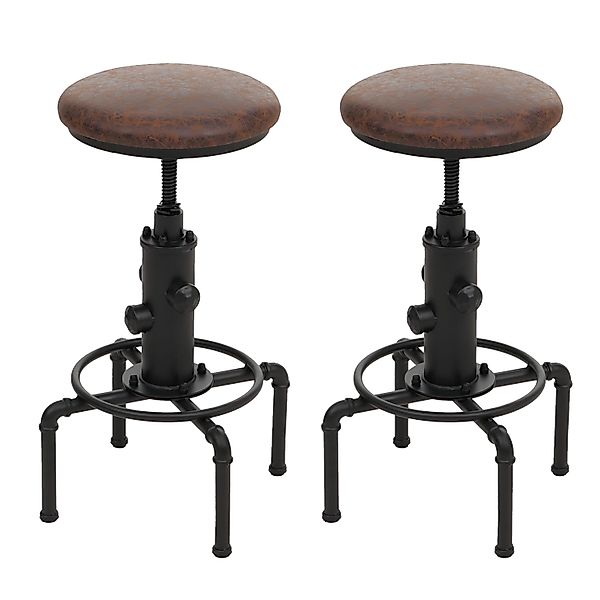 PROREGAL 2er-Set Barhocker Gepolstert Sitzhöhe 62-85cm Braun-Schwarz Barstu günstig online kaufen
