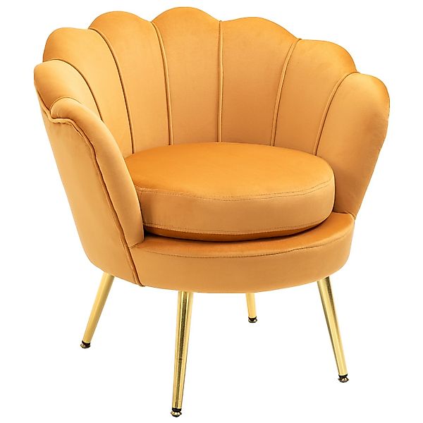 HOMCOM Polstersessel Polyester Gummiholz Gelb 76L x 67B x 74H cm günstig online kaufen
