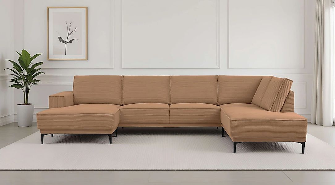 PLACES OF STYLE Wohnlandschaft "XXL Sofa Oland, Struktur, Flachgewebe, Luxu günstig online kaufen
