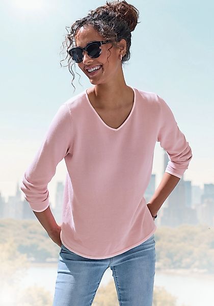 Vivance V-Ausschnitt-Pullover, mit Kontrastkanten, casual günstig online kaufen