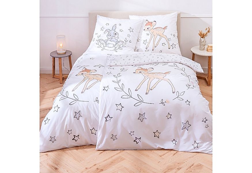 MTOnlinehandel Kinderbettwäsche "Stars" Bambi & Klopfer, Biber/ Flanell in günstig online kaufen